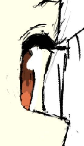 大概是这种感觉，我记得这么画的画师一般不会把眼球的线条勾出来，在这里做模糊处理