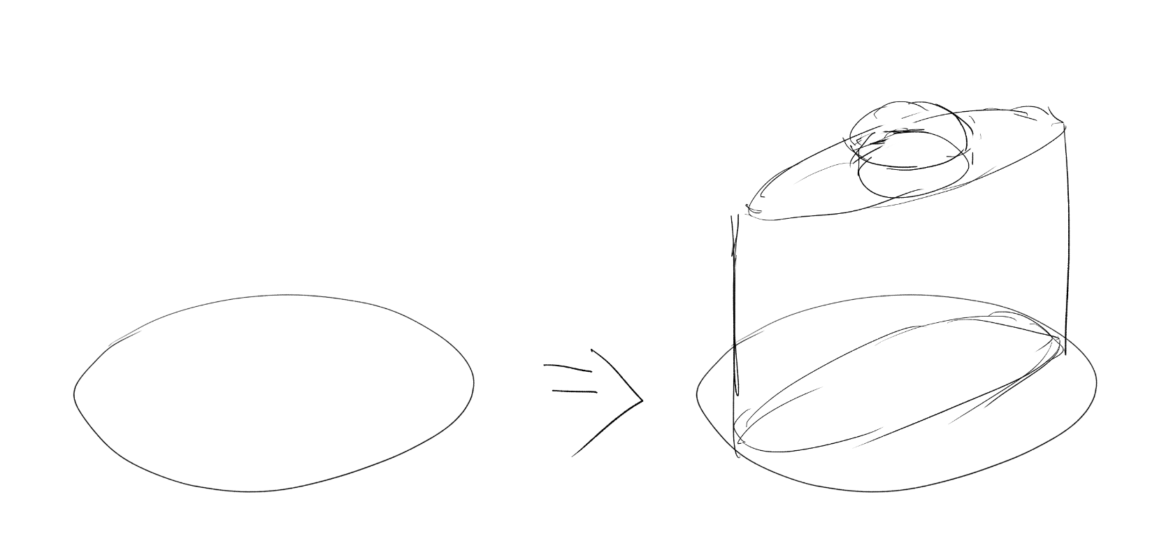 即这样，原谅我画的丑，因为我对透视椭圆的画法本就毫无头绪
